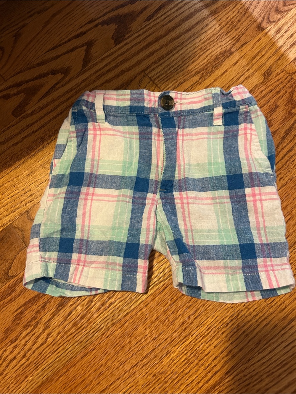 crown & ivy Plaid Cotton Shorts in Blue, Mint & Pink